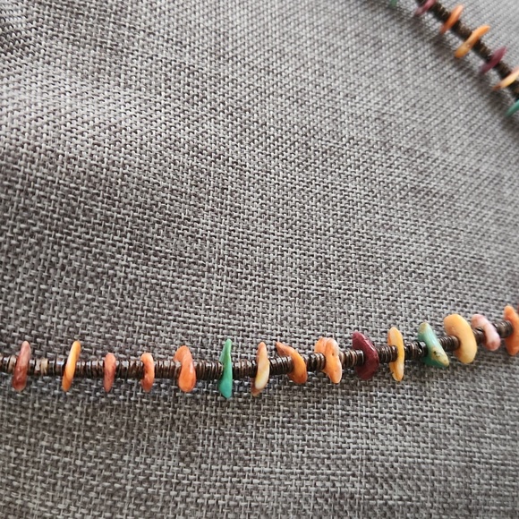 Native American Santo Domingo Handmade Turquoise, Spiny, & Heishi Necklace 💙🧡 - Picture 4 of 16